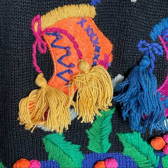 Vintage Casey & Max Kidz novelty embroidered ice skate snowflakes sweater - Picture 6 of 9